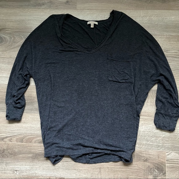 [🌟2 for $20 🌟] Anthropologie Bordeaux Dark Grey Long Sleeve Tee. Women XS. - Picture 3 of 7